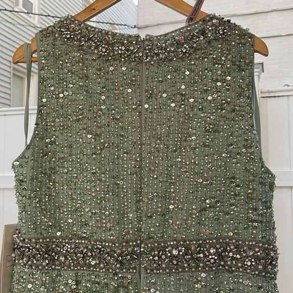 Mac Duggal - Mint Green Sequined Sleeveless Embellished Neckline Gown Size 14 - Picture 10 of 17